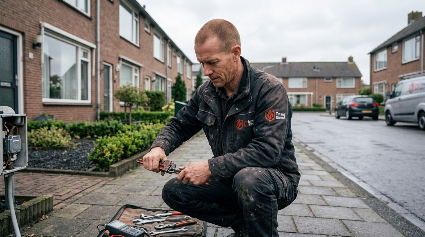 Gecertificeerde monteur van CV Totaal Direct aan het werk in Wirdum