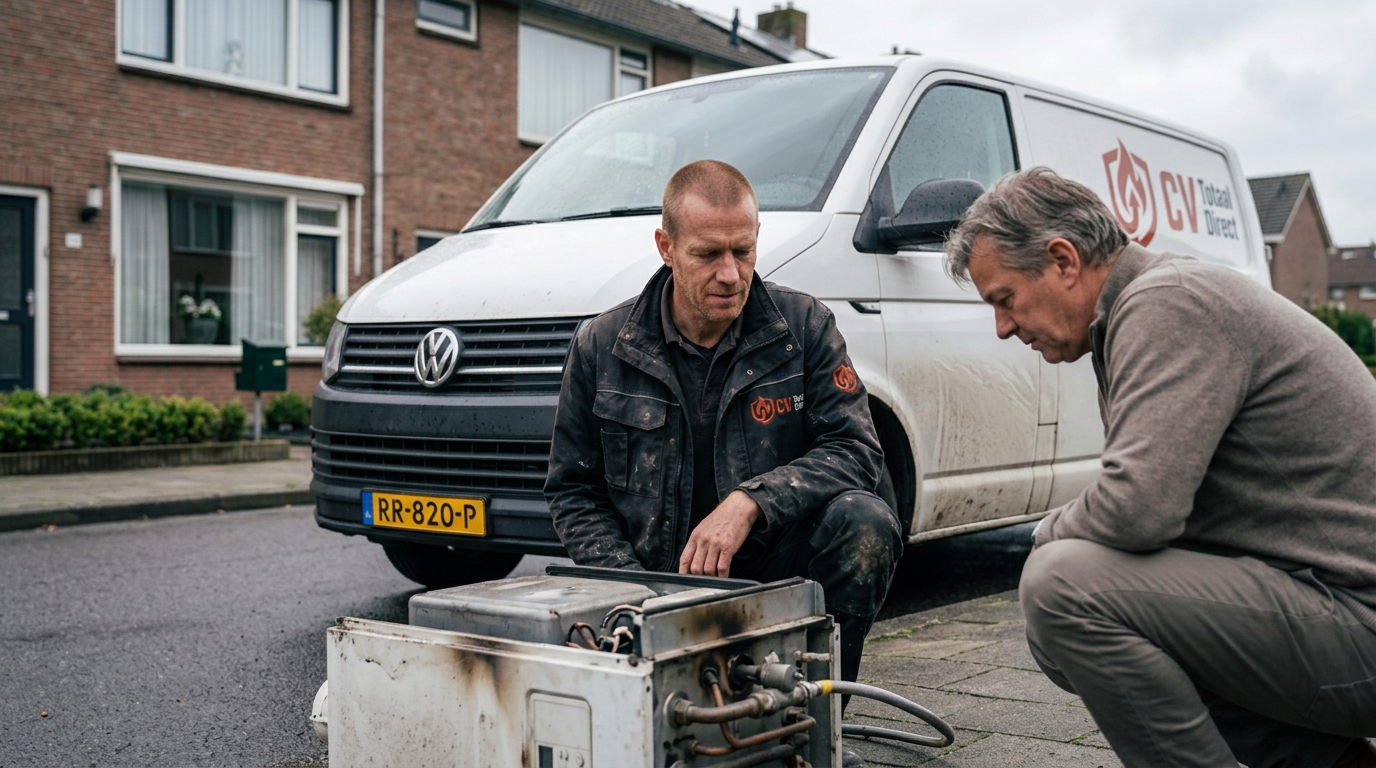 Gecertificeerde monteur van CV Totaal Direct aan het werk in Eldersloo